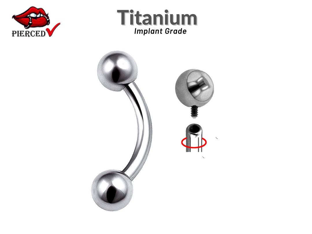 Vertical Labret, Eyebrow Piercing Internally Threaded 16G 14G Curved ...