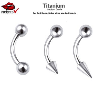 Titanium Cone / Spike Curved Barbell with Ball - 18G 16G 14G Body Jewelry for Lip Jewelry Vertical Labret, Eyebrow Piercing, Rook Earring