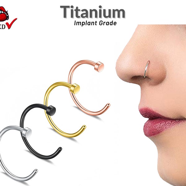 Titanium Open Nose Ring Hoop Nose Piercing Stud 20g, 18g, 16g and 14g