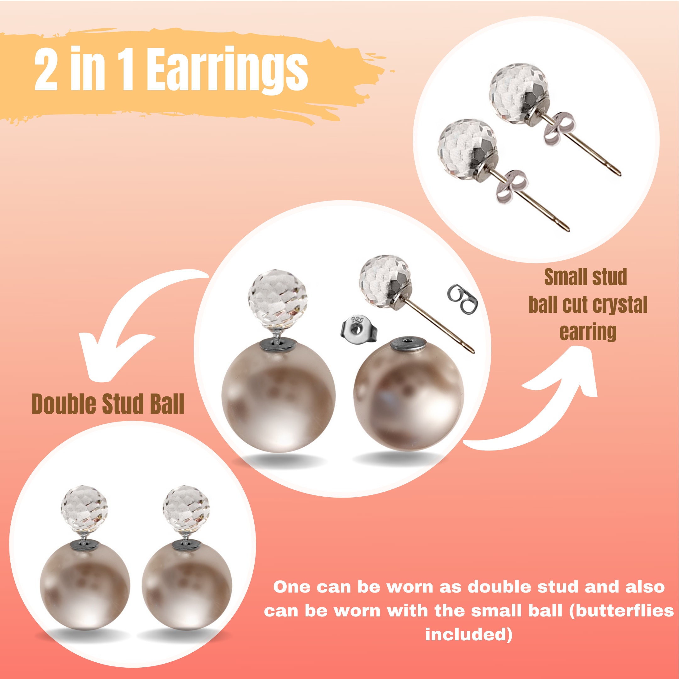 Amazon.com: Women Earrings Two-Sided Pearl Ear Stud Earrings for Women  Korean Boucle Girl Gifts Jewelry Gift Birthday Christmas (Metal Color : 21,  Size : One Size) : Clothing, Shoes & Jewelry