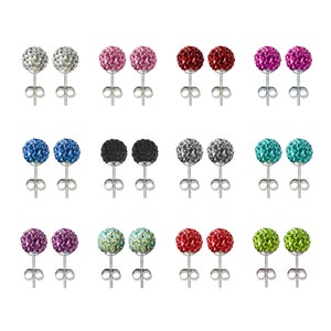 Disco Ball Stud Earrings - Silver Sparkle Earring - AAA+ Crystals - Ball Size 6mm, 8mm and 10mm