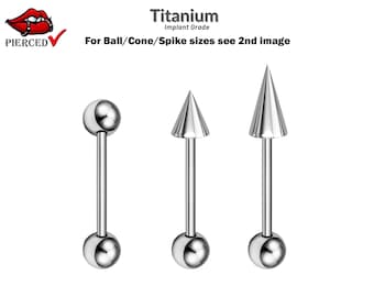 Titanium Cone / Spike Barbell Piercing with Ball - 18G 16G 14G Body Jewelry for Industrial Piercing, Helix, Upper Ear Cartilage