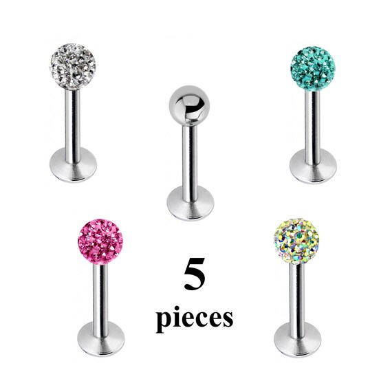 5PCS Labret Piercing 16G 1.2mm Piercing Jewelry for Lip Helix