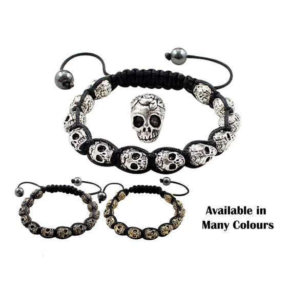Antique Alloy Skull Bead Bracelet with Adjustable Cord Easy to Etsy