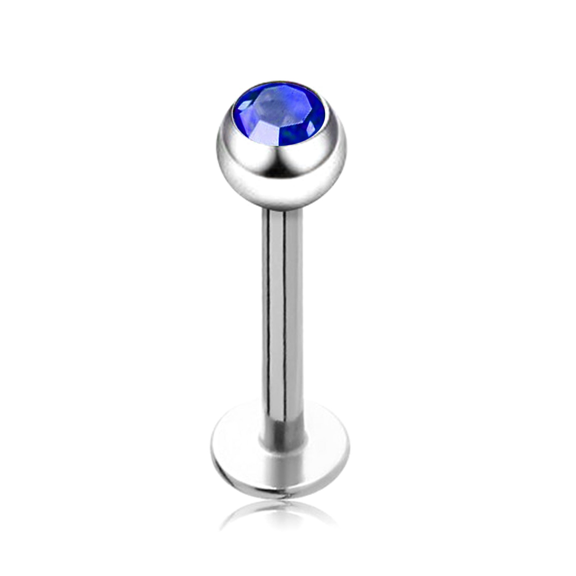 Labret Piercing With Top Gem Ball 16g to 14g Surgical Steel - Etsy UK