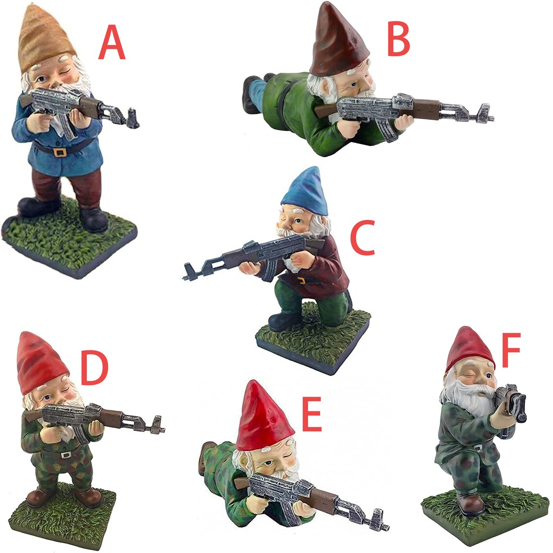 Funny Army Garden Gnome Statue SculptureResin Desktop Etsy