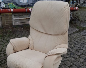 Sessel Loungechair Cord Stressless Weiß 70er Jahre Vintage