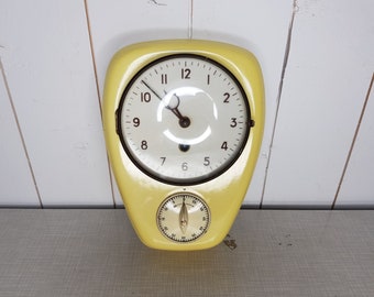 Kitchen clock clock wall clock ceramic yellow white manual winding functional egg timer / bk9