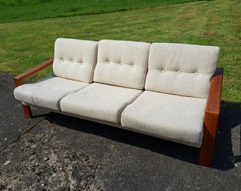 Sofa Couch 70er Jahre Vintage Stoff Holz Wohnzimmer 3er Sofa