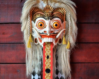 Rangda Bali mask Balinese witch barong white demon