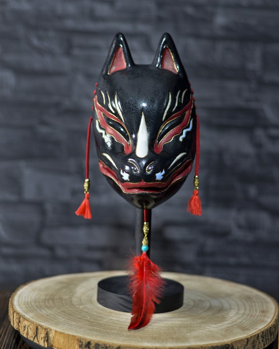Kitsune Japanese Fox Black Mask 