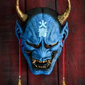 Tradycyjna japońska maska Hannya Oni Demon Blue