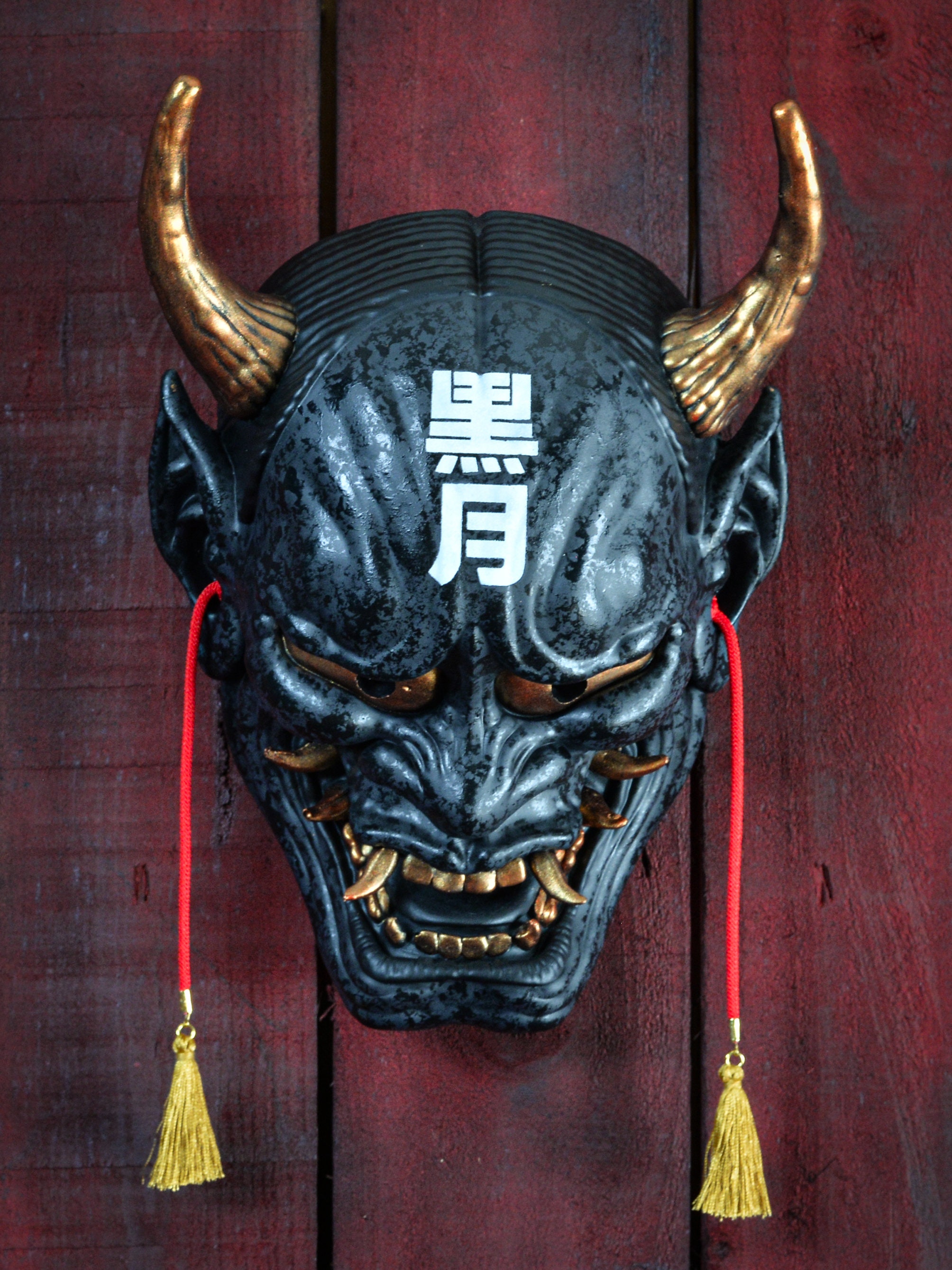 Japanese Traditional Mask Hannya Oni Demon Japanese Traditional Mask Devil Black Black