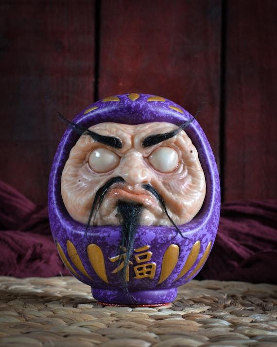Daruma Purple Violet Lilac Lucky Amulet Japanese Doll Head With