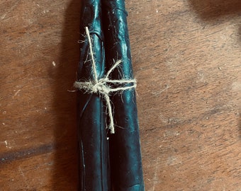 Black rose beeswax taper candles