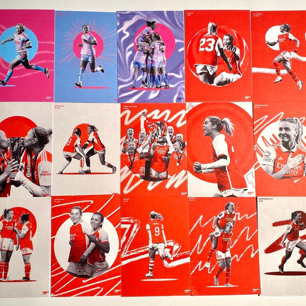 Arsenal Women Football A6 Art Prints WSL Leah Williamson Alessia Russo Lionesses Katie McCabe Women's Football Beth Mead Poster Print