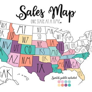 Umsatz Map Tracker | Procreate oder druckbare USA | Verkaufs-Karte | Torkarte | Ausmalkarte | USA | US Verkaufs-Tracker | Procreate