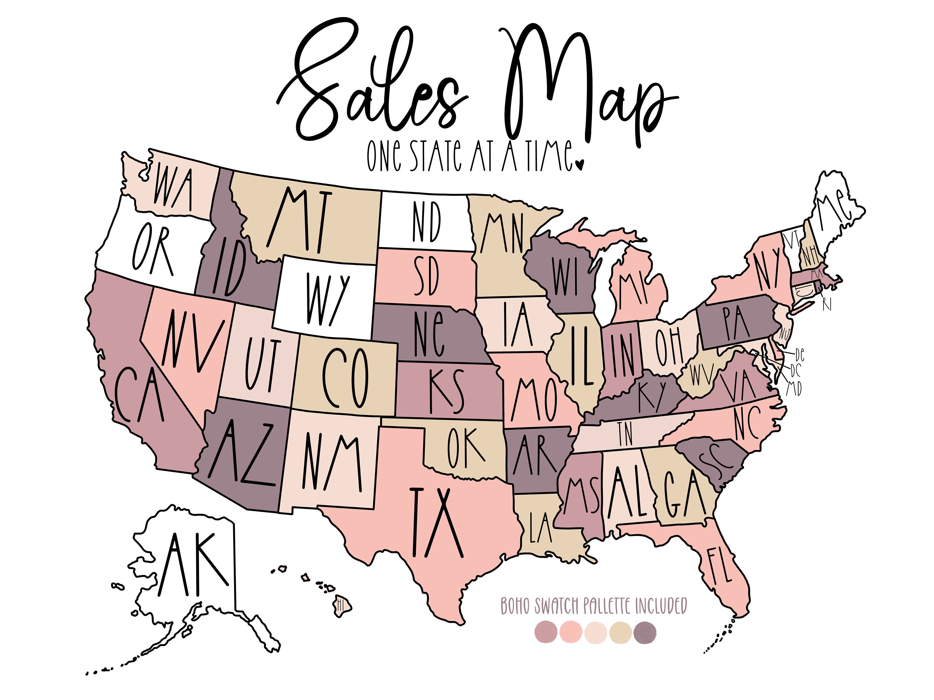 Sales Map Tracker Procreate or - Il Fullxfull.3765341050 Hp26 