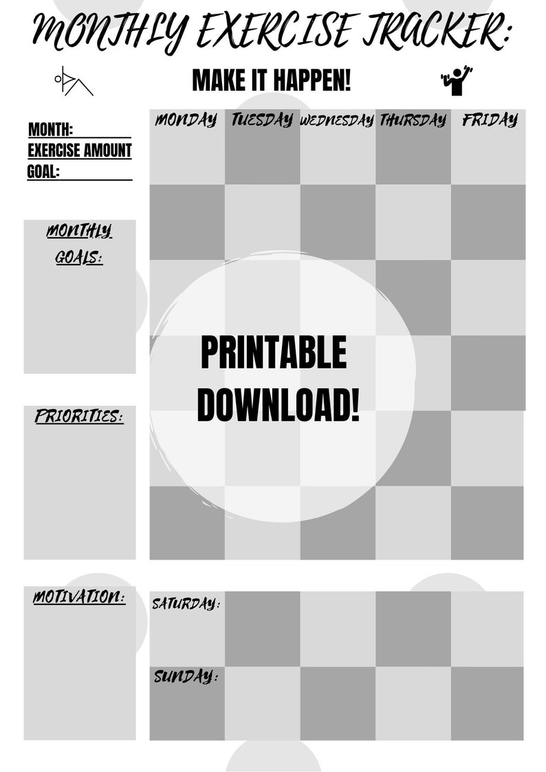 Printable, Digital Meal and Exercise Planner Etsy