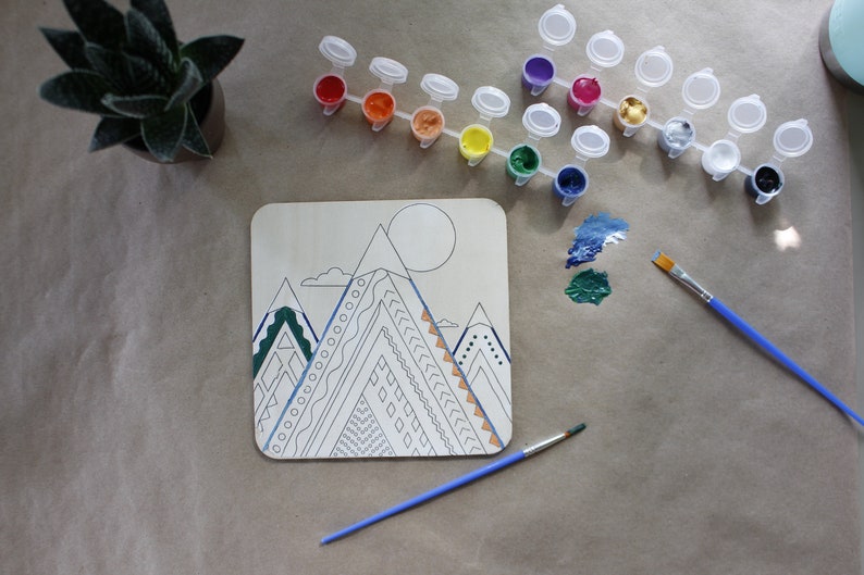 Mountain DIY Paint Kit on Wood image 3