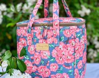 Pink Begonia Insulated Lunch Bag for Women reusable Large Lunch