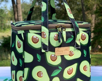 Insulated Lunch Bag for Women,Cute Avocado Reusable Lunch Cooler for School,Office,Picnic,Outdoors,Premium Fabric,Ideal Gift for Back2school