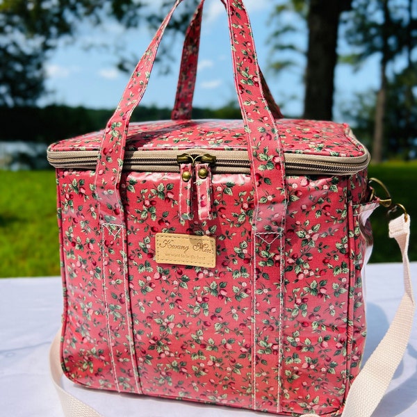 Grand sac à lunch isolé aux fraises super mignon pour femme, glacière-repas réutilisable pour école, bureau, pique-nique, camping. Étanche, bandoulière