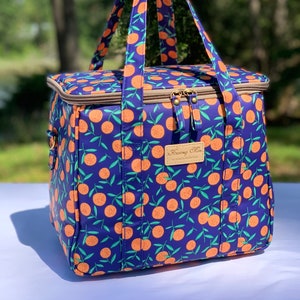 Super Large Orange Insulated Lunch Bag for Women,Reusable Picnic Cooler w/Strap for Outdoors,Sports,Office,Waterproof,Ideal OutdoorGift