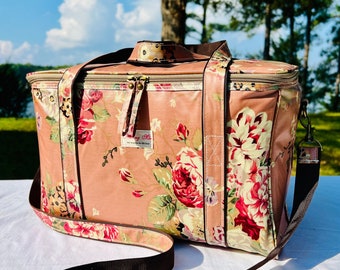Extra Large Travel Cooler,Floral Insulated Lunch Bag for Women,Reusable Cooler Bag for Outdoors, Party, Beach,RoadTrip.Ideal Floral Gift Bag