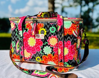 Très grande glacière de voyage, sac-repas isotherme à fleurs pour femme, sac isotherme réutilisable pour l'extérieur, la fête, la plage, les voyages en voiture. Sac cadeau floral idéal