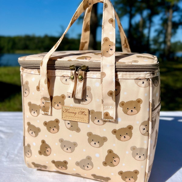 Teddy Bear Lunch Bag for Women,Reusable Insulated Lunch Box for Kid's School,Office,Picnic, Super Cute Gift for Holidays or Back to School