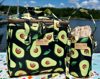 Picnic Mate Sacs isothermes en forme d'avocat noir pour femmes/enfants, boîte à déjeuner réutilisable avec refroidisseur d'eau pour l'école, le bureau, l'extérieur, cadeau mignon pour BTS