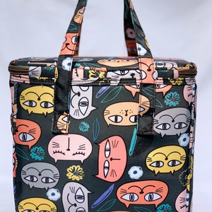 Cat Faces Insulated Lunch Bag for Women/Kids,Reusable Lunch Box Cooler for School,Office,Picnic Outdoors,Premium Fabric,Ideal Gift for BTS image 5