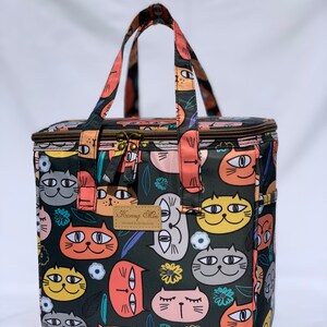 Cat Faces Insulated Lunch Bag for Women/Kids,Reusable Lunch Box Cooler for School,Office,Picnic Outdoors,Premium Fabric,Ideal Gift for BTS image 2