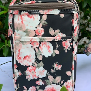 Black Peony Insulated Lunch Bag for Women,Reusable Lunch Cooler for School,Office,Outdoors,Beach,Premium Fabric,Ideal Floral Gift for BTS image 4