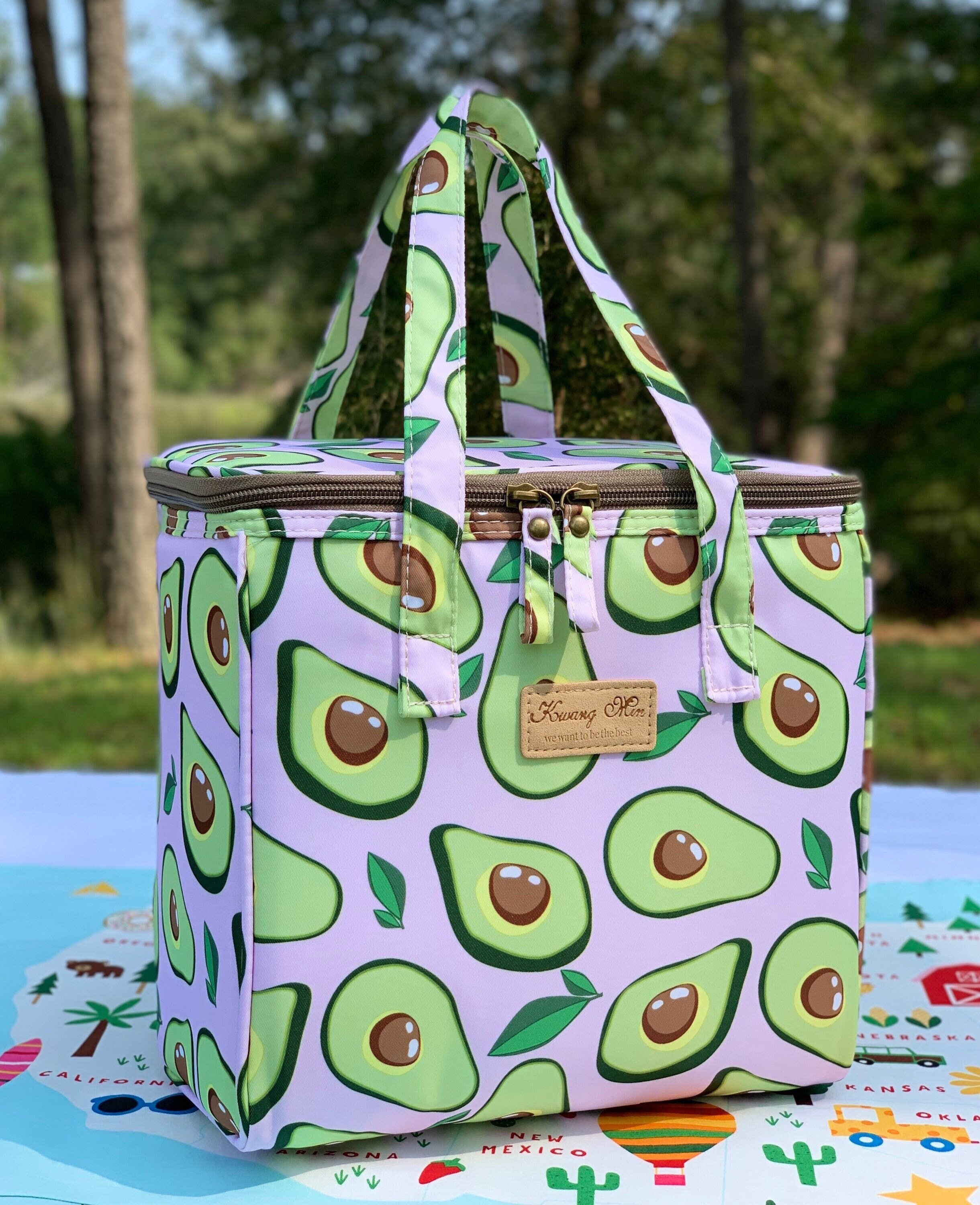 Pink Avocado Insulated Lunch Bag for Women,reusable Lunch Cooler for  School,office,picnic,outdoors,premium Fabric,ideal Cute Gift for BTS 