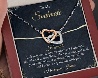 Gift for Soulmate, Personalize To My Soul Mate Name Gifts Necklace - Gift to Soulmate, Wife Girlfriend Fiancé Birthday Anniversary Gift Idea