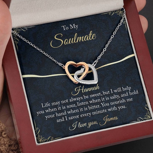 Gift for Soulmate, Personalize To My Soul Mate Name Gifts Necklace - Gift to Soulmate, Wife Girlfriend Fiancé Birthday Anniversary Gift Idea