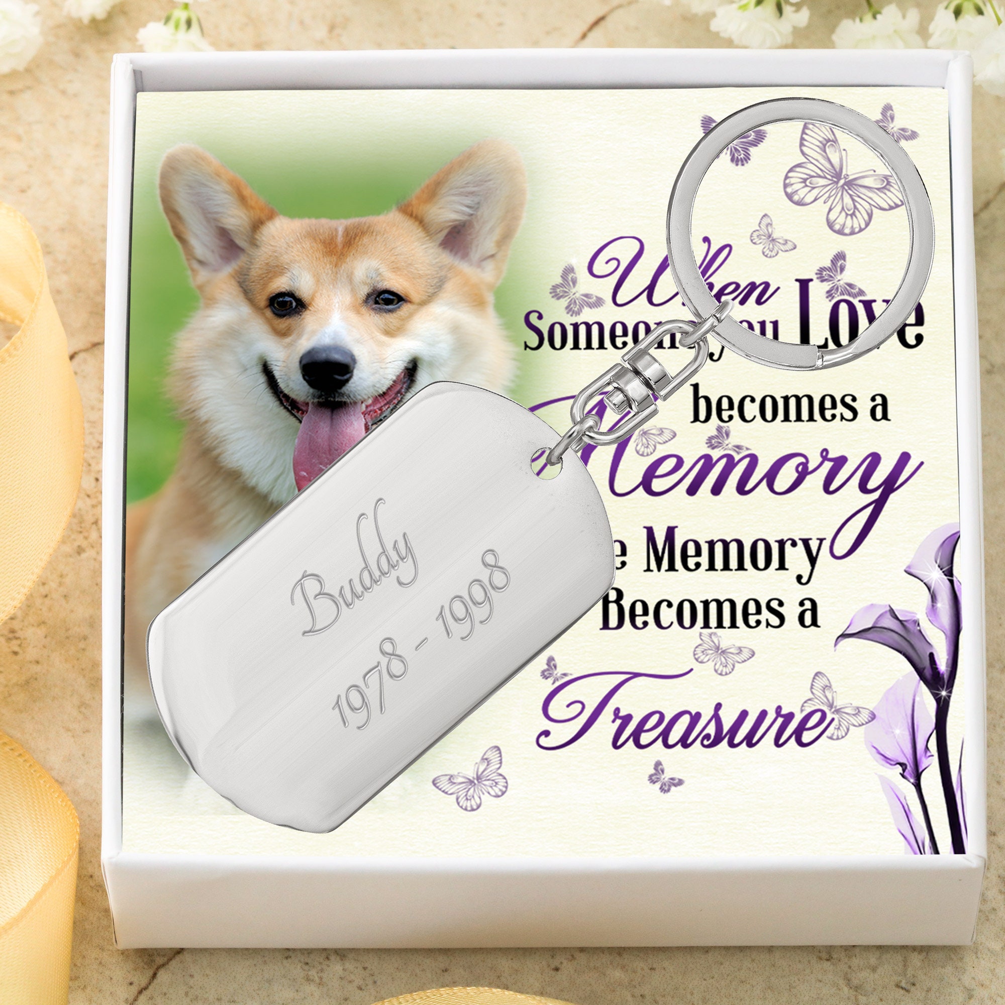 Dog Memorial Keychain With Picture Pet Memorial Gift Pet Etsy