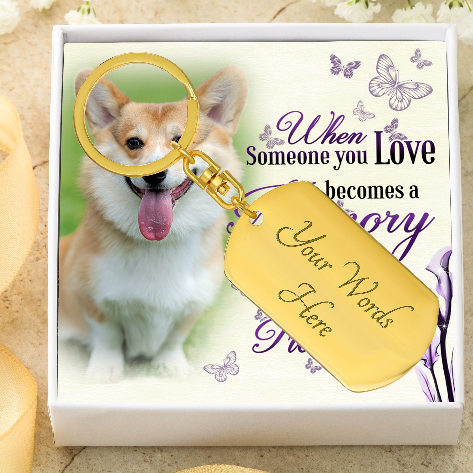 Dog Memorial Keychain With Picture Pet Memorial Gift Pet Etsy