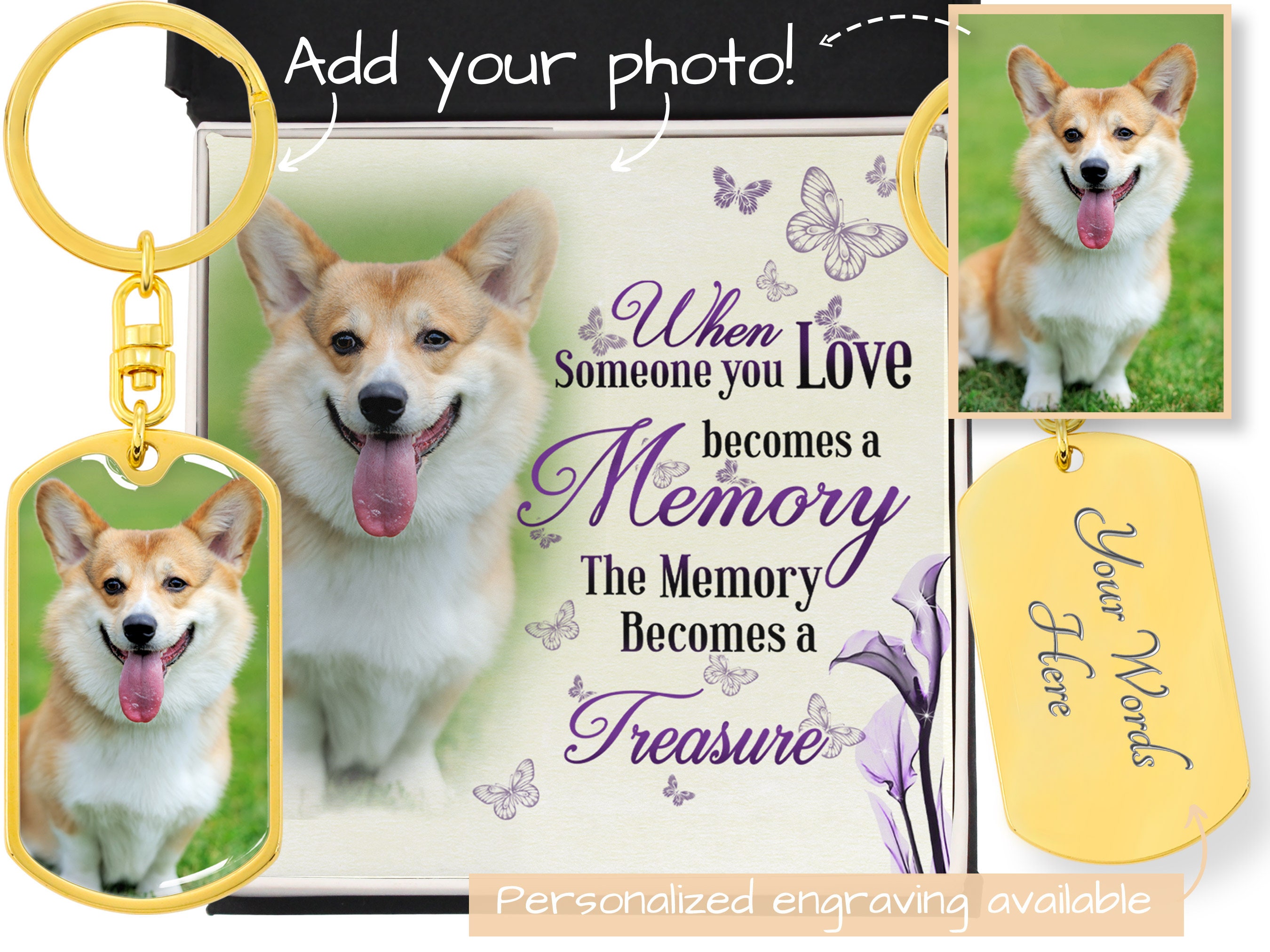 Dog Memorial Keychain With Picture Pet Memorial Gift Pet Etsy
