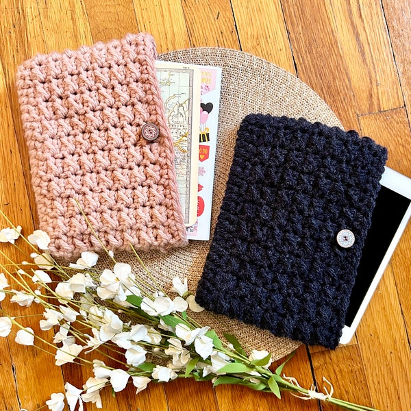 READY TO SHIP Handmade Crochet E-Reader Sleeve, Paperwhite Case, Kindle Sleeve, Book Sleeve, Journal Sleeve, Book Cover