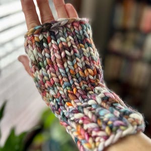 Handmade Knit Merino Wool Fingerless Mittens: Texting Gloves