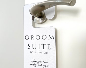 Groom Suite White Door Hanger Do Not Disturb - Unless You Have Whisky And Cigar - Wedding Details For Grooms