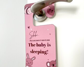 Baby Girl Pink Door Hanger Do Not Disturb The Baby Is Sleeping