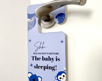 Baby Boy Blue Door Hanger Do Not Disturb The Baby Is Sleeping