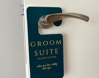 Groom Suite Green Door Hanger Do Not Disturb - Unless You Have Whisky And Cigar - Wedding Details For Grooms