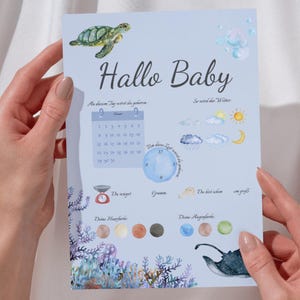 Tippkarte Unterwasserwelt | Vorhersagen zum Baby | Spiel für Babyparty | Ozean Design |PDF-Vorlage zum Sofort-Download und selbst ausdrucken