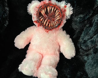 Custom Creepy horror teddy pink bear stuffed toy