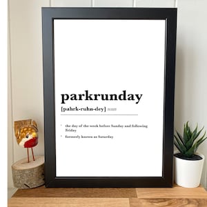 parkrundday Definition Druck | parkrun Druck | laufendes Plakat | parkrun Geschenk | Park Run 5k Poster